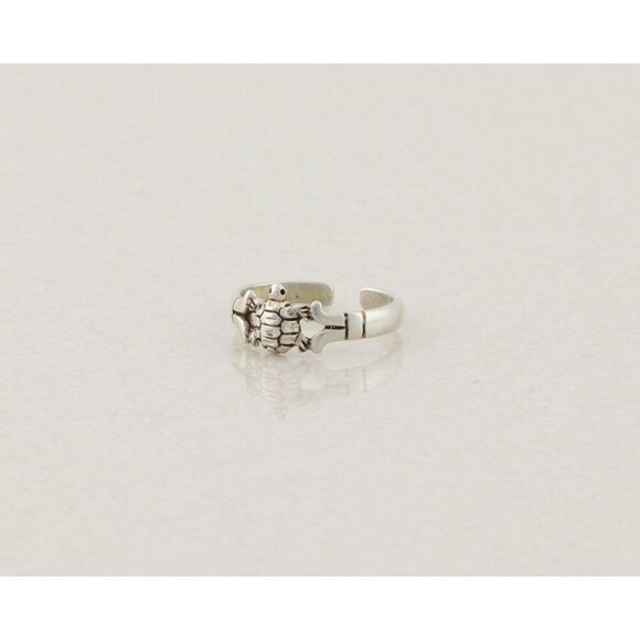 Sterling Silver Turtle Toe Ring Size 4 1/4 Adjustable - Picture 2 of 4